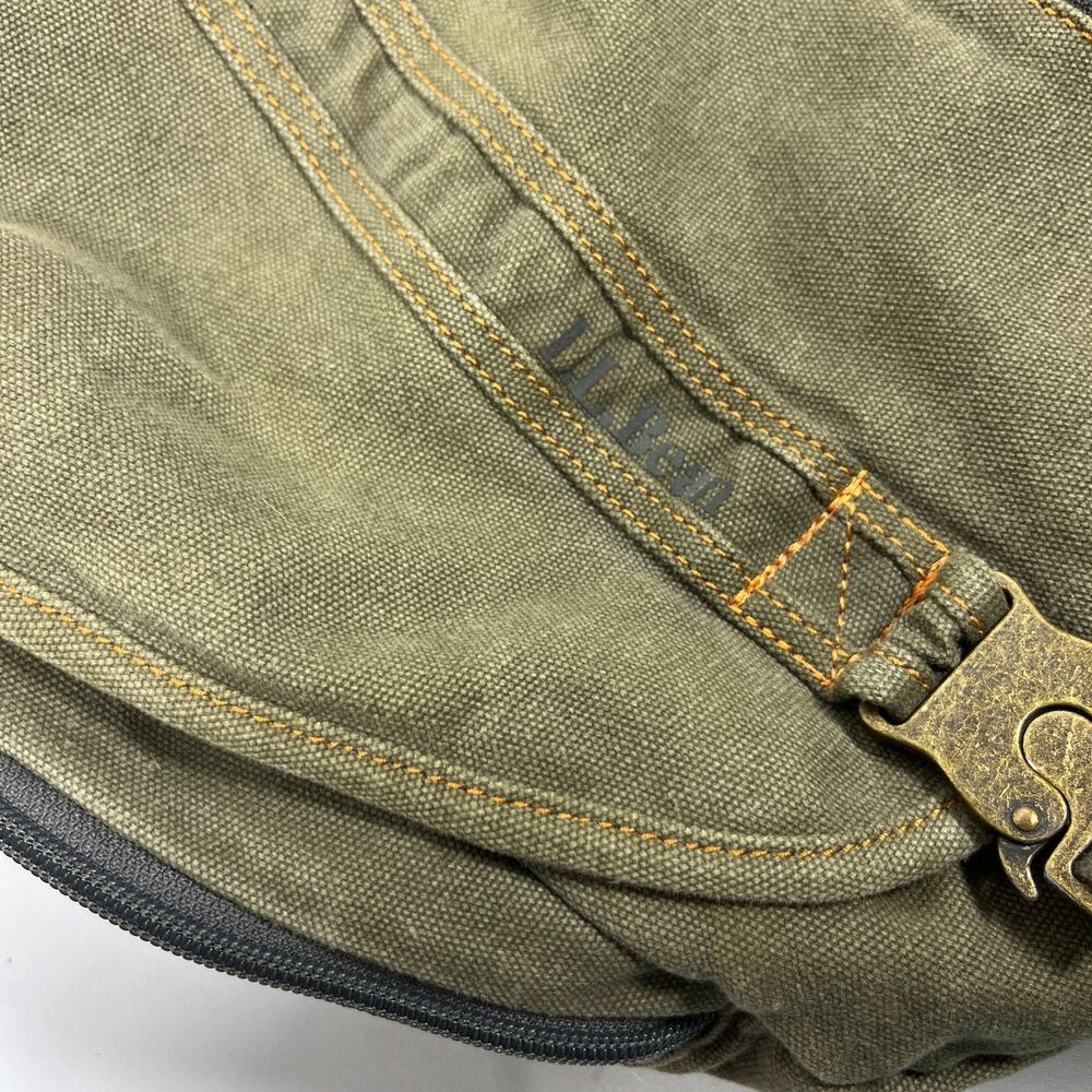 LL BEAN Bag Messenger Laptop Crossbody Paperboy Style Canvas Cotton Green VTG - Picture 5 of 16